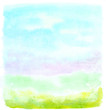 © flowerstock - watercolor painting green and pink brushed landscape