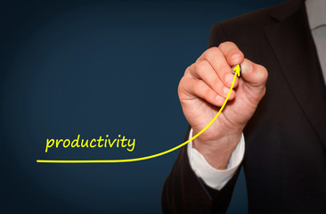 Poster - Businessman drawing plan to increase company productivity