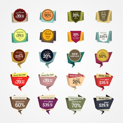 Wall Mural - promotional badges and sale tags in paper style. set for your designs, such us for online shop, emai