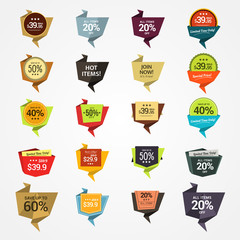 Wall Mural - promotional badges and sale tags in paper style. set for your designs, such us for online shop, emai