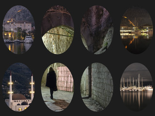 Wall Mural - Collage with the image of night Montenegro