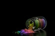 colorful raibow colorant powder in the jar