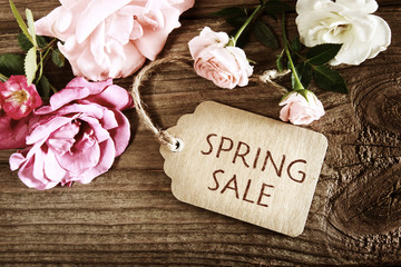 Wall Mural - Spring Sale message with small roses