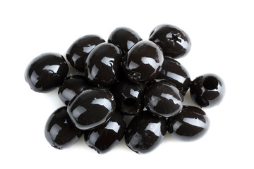 a bunch of delicious and healthy olives, without stone on a white isolated background