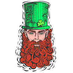 Leprechaun with  red beard, portrait