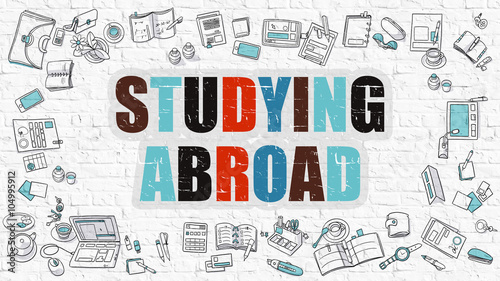 Studying Abroad Concept Studying Abroad Drawn On White Wall Studying Abroad In Multicolor Doodle Design Modern Style Illustration Line Style Illustration White Brick Wall Adobe Stock でこのストックイラストを購入して 類似のイラストをさらに検索