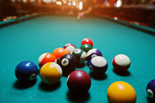 Billiard Balls In A Pool Table After Shoot