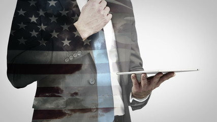 Poster - Animation of businessman holding a tablet