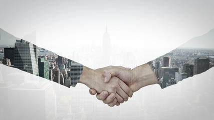 Poster - Animation of business people hand shaking