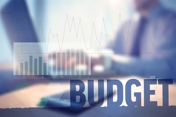 Poster - Composite image of business interface with graphs and data