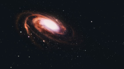 Wall Mural - spiral galaxy with tilt-shift effect in deep space.