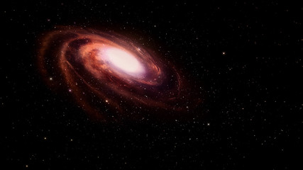 Wall Mural - red spiral galaxy in deep space.