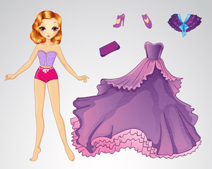 Wall Mural - Paper Princess In Purple Dress