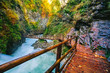 The famous Vintgar gorge Canyon with wooden pats,Bled,Triglav,Slovenia,Europe