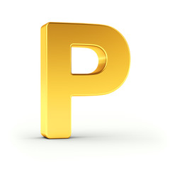 Poster - the letter p as a polished golden object with clipping path