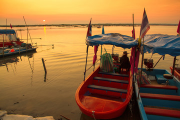 Sunrise at the river in Thailand