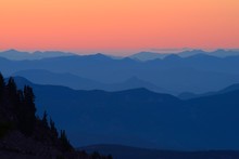 Scenic Mountains View After Sunset. View From Mt. Hood, Cooper Spur. USA Pacific Northwest, Oregon.