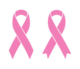 pink ribbons isolated on white (breast cancer sign). vector illustration.