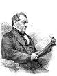 Gentleman in an easy chair reading a book 1800s illustration