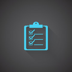 Wall Mural - flat clipboard checklist web app icon on dark background