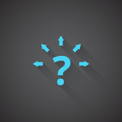Wall Mural - flat question mark arrows web app icon on dark background