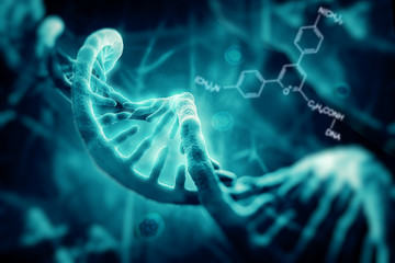 Wall Mural - 3d render of dna structure, abstract background