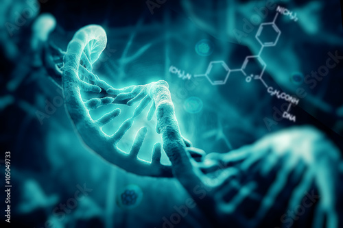 Fotografía 3d render of dna structure, abstract background