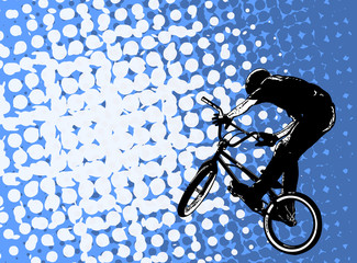 Poster - bmx stunt cyclist on the abstract background - vector 