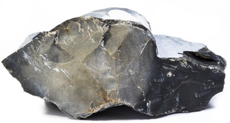 black flint stone isolated on white background