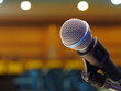 microphone in meeting room with blurred background
