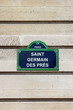 Paris- plaque de rue - Saint-Germain-des-Prés