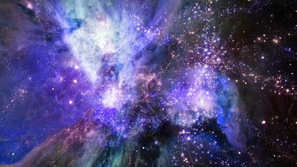 Wall Mural - Space 2131: Video background of flying through star fields in deep space.