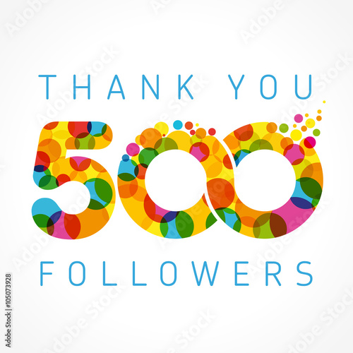 Poster Thank you 500 followers colored numbers