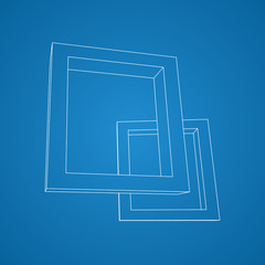 Aufkleber - Two rectangular 3D frames blueprint