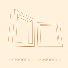 Aufkleber - Two rectangular 3D frames blueprint