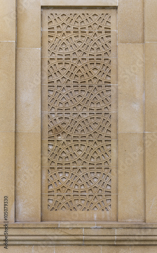 Naklejka na szybę Oriental pattern on the stone wall