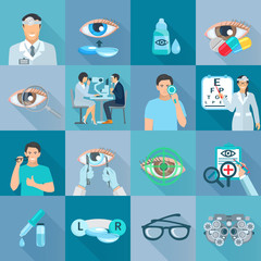 Oculist Ophthalmologist Flat Icons Set