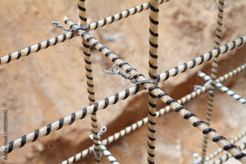 Photographie Composite Rebars. Reinforcing cage. Fiberglass reinforcement.