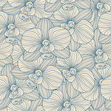 Blue lines orchid seamless pattern