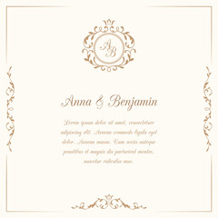 Canvas Print - Wedding invitation with monogram