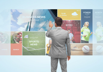 Sticker - businessman with virtual projection of news pages