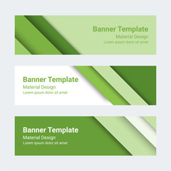 Wall Mural - Material design banners. Set of modern colorful horizontal vector banners, page headers. Can be used as a trendy business template or in a web design. Vector illustration.
