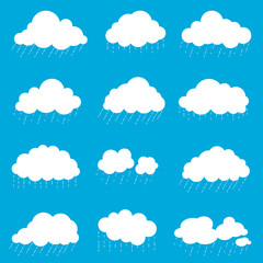 Wall Mural - set cloud with rain, smoke element decor isolated for game art w