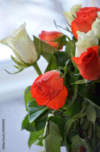 Naklejka - mata magnetyczna na lodówkę rose buds, bunch of flowers, romance