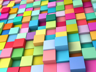 Fototapete - Abstract background of multi-colored cubes
