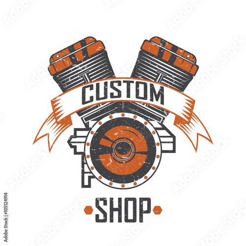 Engine Of The Motorcycle Custom Shop Vintage Motorcycle Emblems Labels Badges Logos And Design Elements Vintage Badge Motorcycle Buy This Stock Vector And Explore Similar Vectors At Adobe Stock Adobe Stock