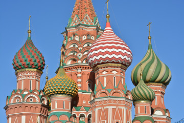 Domes of St. Basil's Cathedral on red square in Moscow.