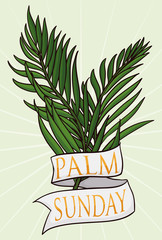 Couple of Branches with Ribbon for Palm Sunday, Vector Illustration