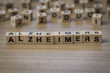 Alzheimers written in wooden cubes