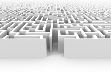 huge white maze structure with entrance at the front side